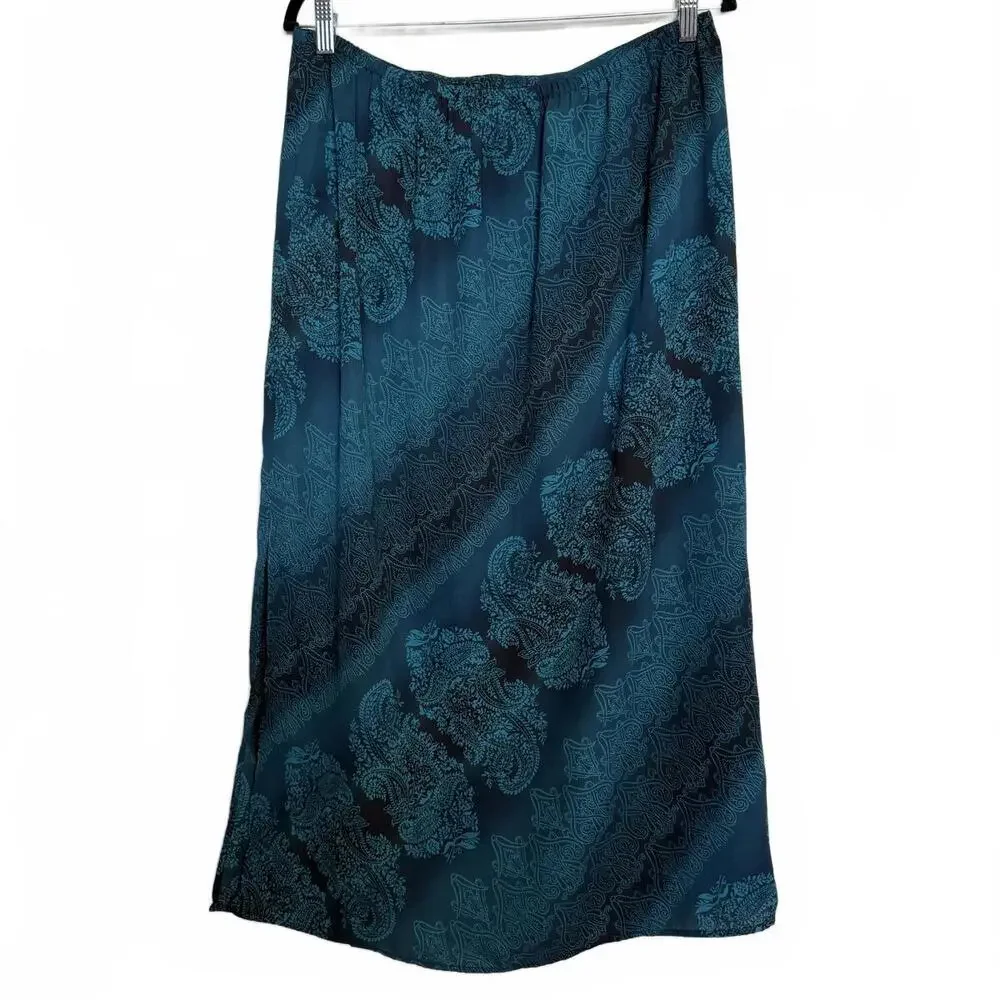 Vintage Blue Bohemian Paisley Print Skirt‎ XL